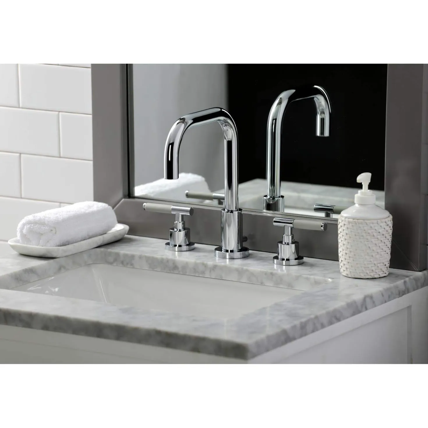 Kingston Brass Fauceture FSC893XCKL-P Kaiser Widespread Bathroom Faucet with Brass Pop-Up