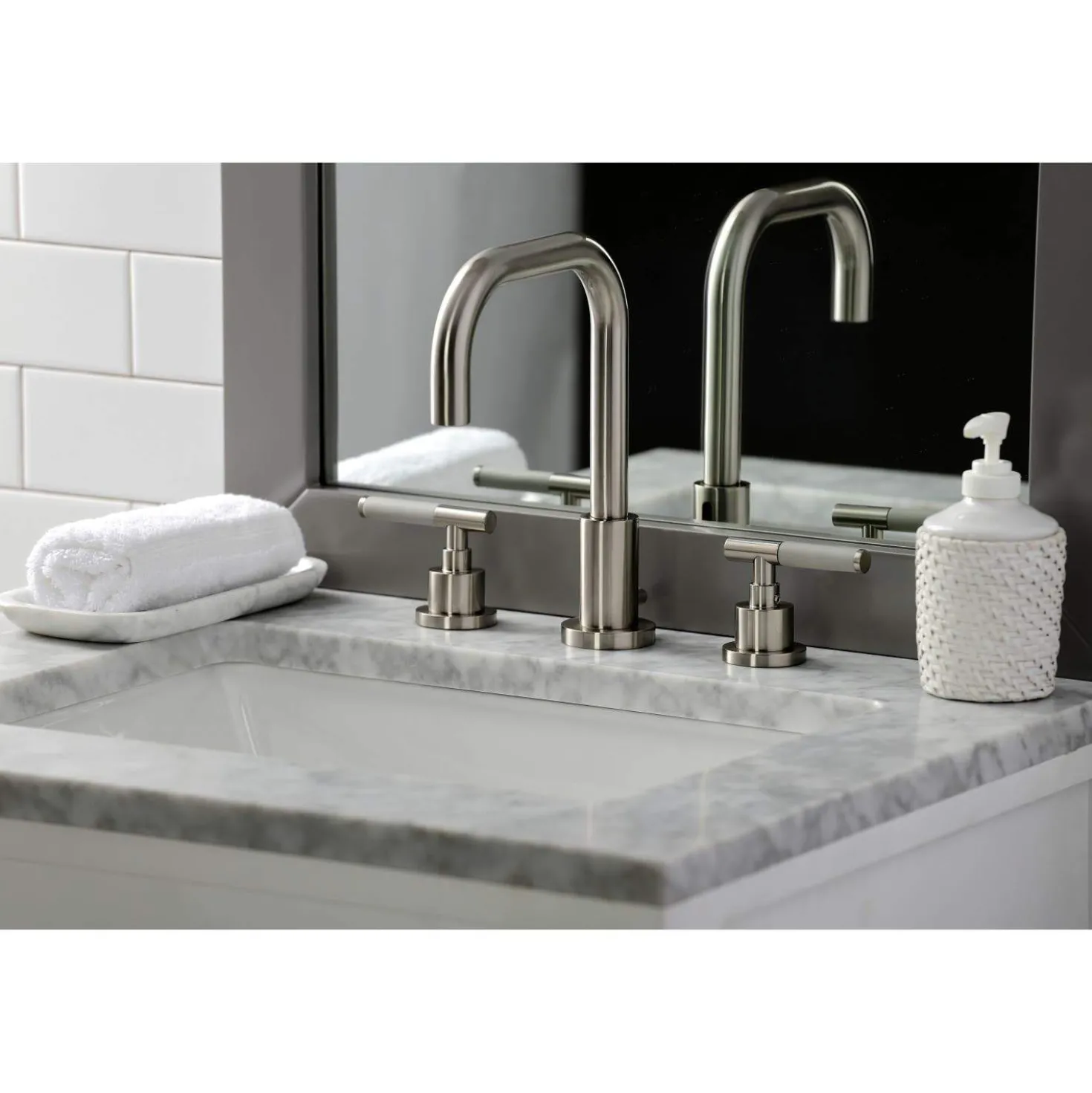 Kingston Brass Fauceture FSC893XCKL-P Kaiser Widespread Bathroom Faucet with Brass Pop-Up