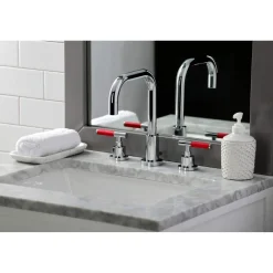 Kingston Brass Fauceture FSC893XCKL-P Kaiser Widespread Bathroom Faucet with Brass Pop-Up