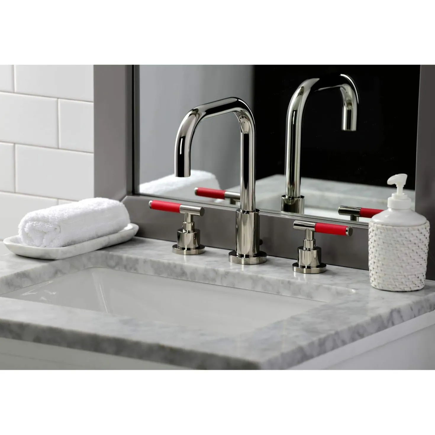 Kingston Brass Fauceture FSC893XCKL-P Kaiser Widespread Bathroom Faucet with Brass Pop-Up