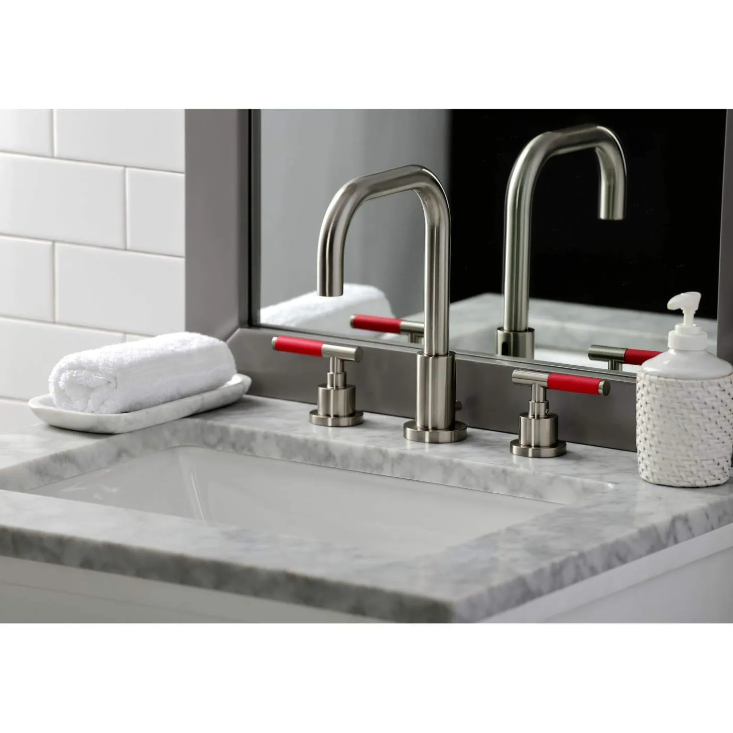 Kingston Brass Fauceture FSC893XCKL-P Kaiser Widespread Bathroom Faucet with Brass Pop-Up