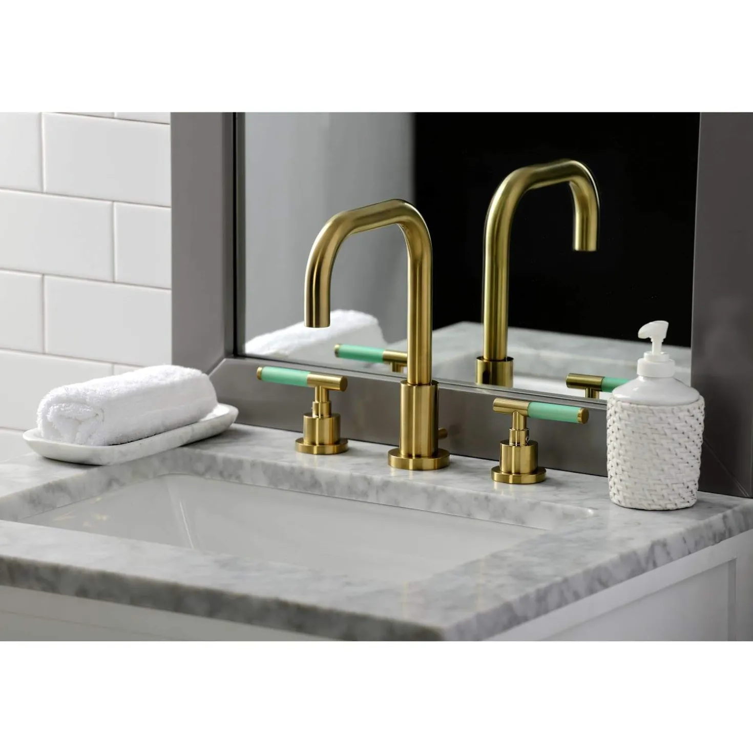 Kingston Brass Fauceture FSC893XCKL-P Kaiser Widespread Bathroom Faucet with Brass Pop-Up
