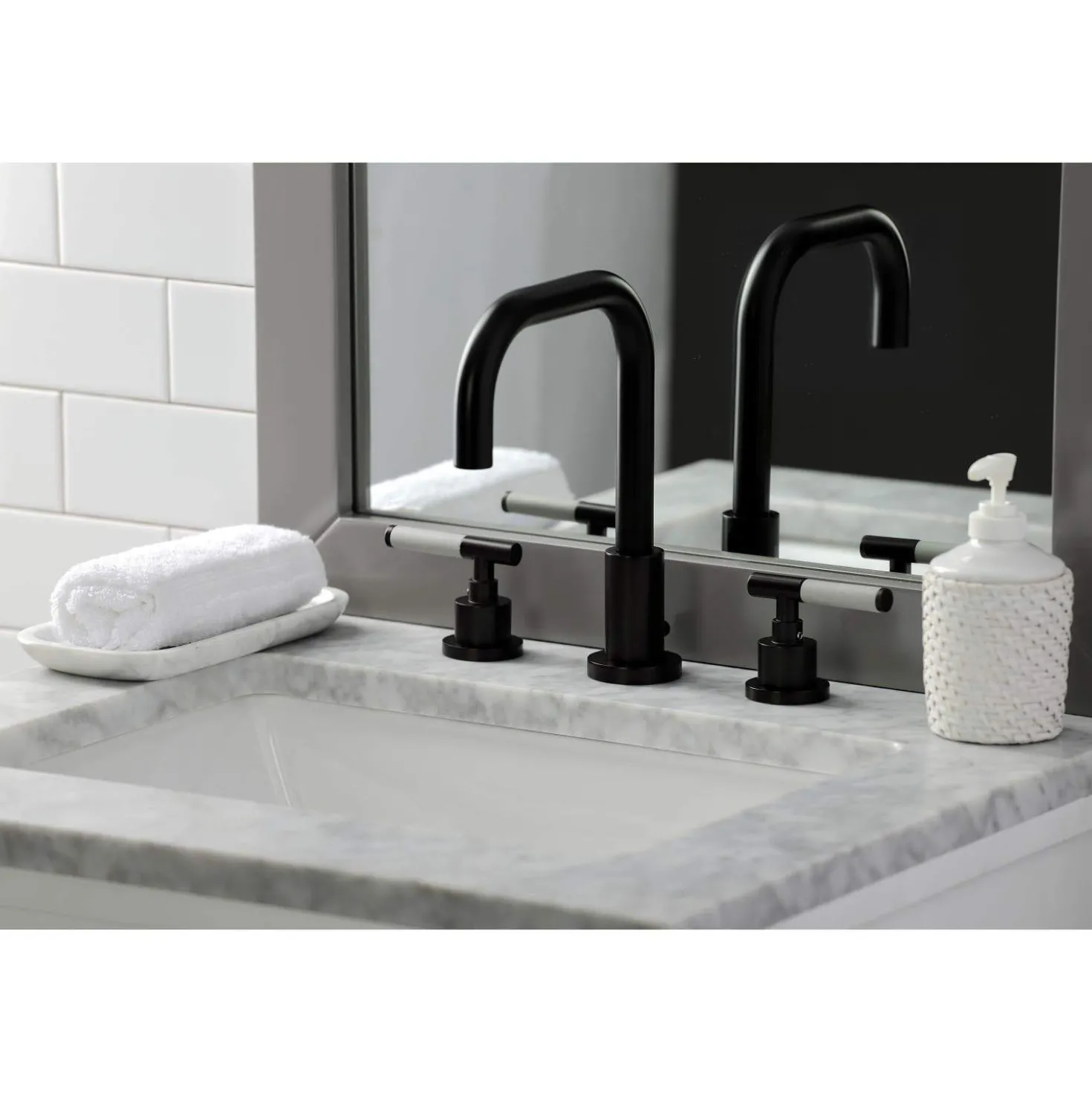 Kingston Brass Fauceture FSC893XCKL-P Kaiser Widespread Bathroom Faucet with Brass Pop-Up