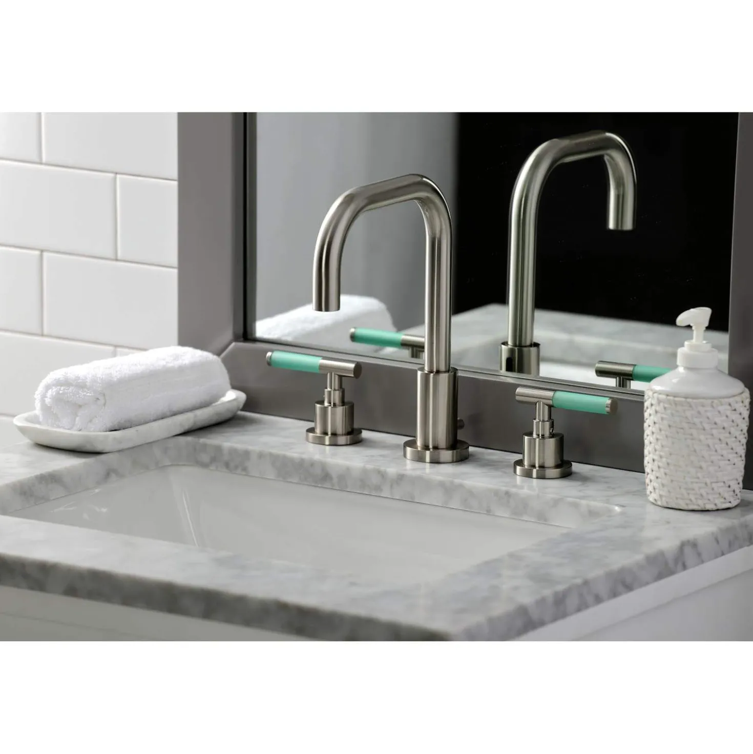 Kingston Brass Fauceture FSC893XCKL-P Kaiser Widespread Bathroom Faucet with Brass Pop-Up