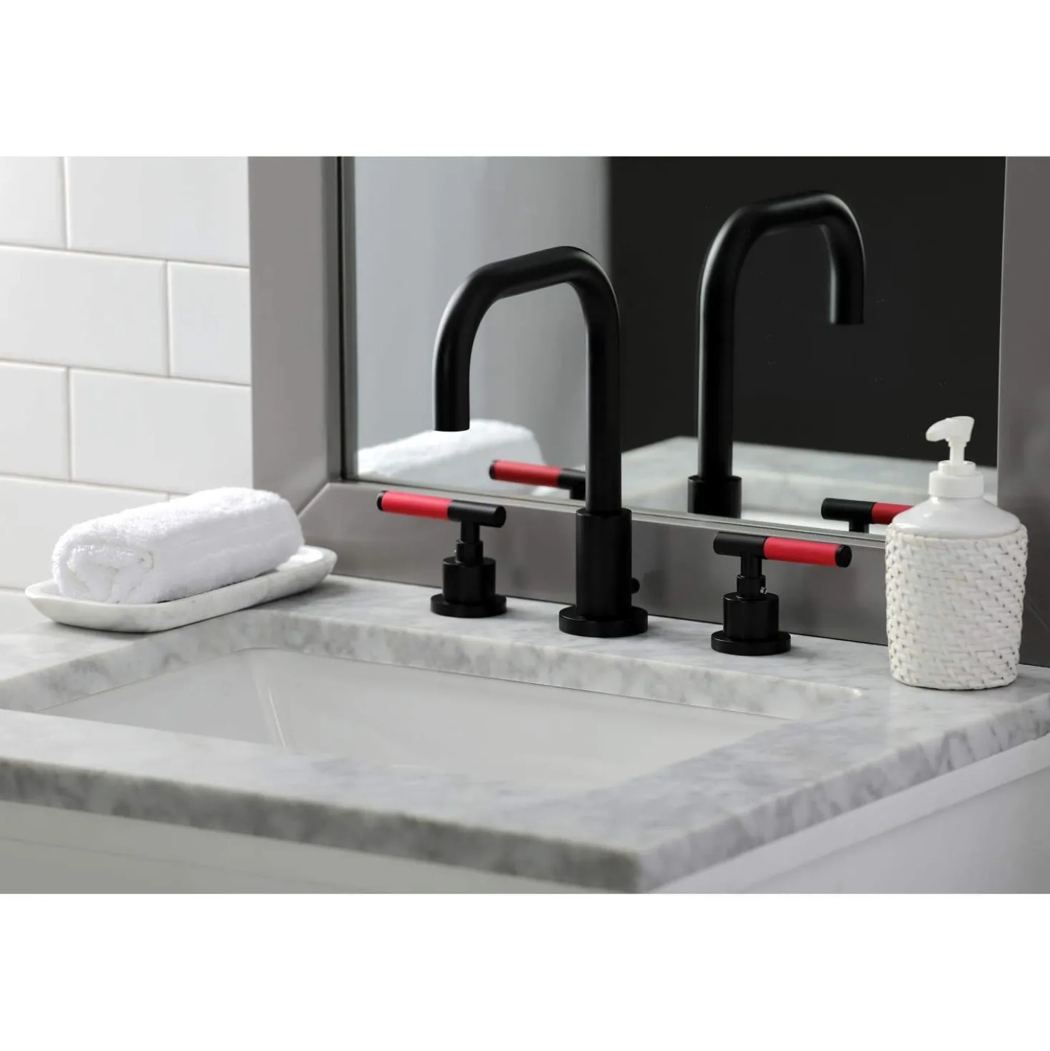 Kingston Brass Fauceture FSC893XCKL-P Kaiser Widespread Bathroom Faucet with Brass Pop-Up