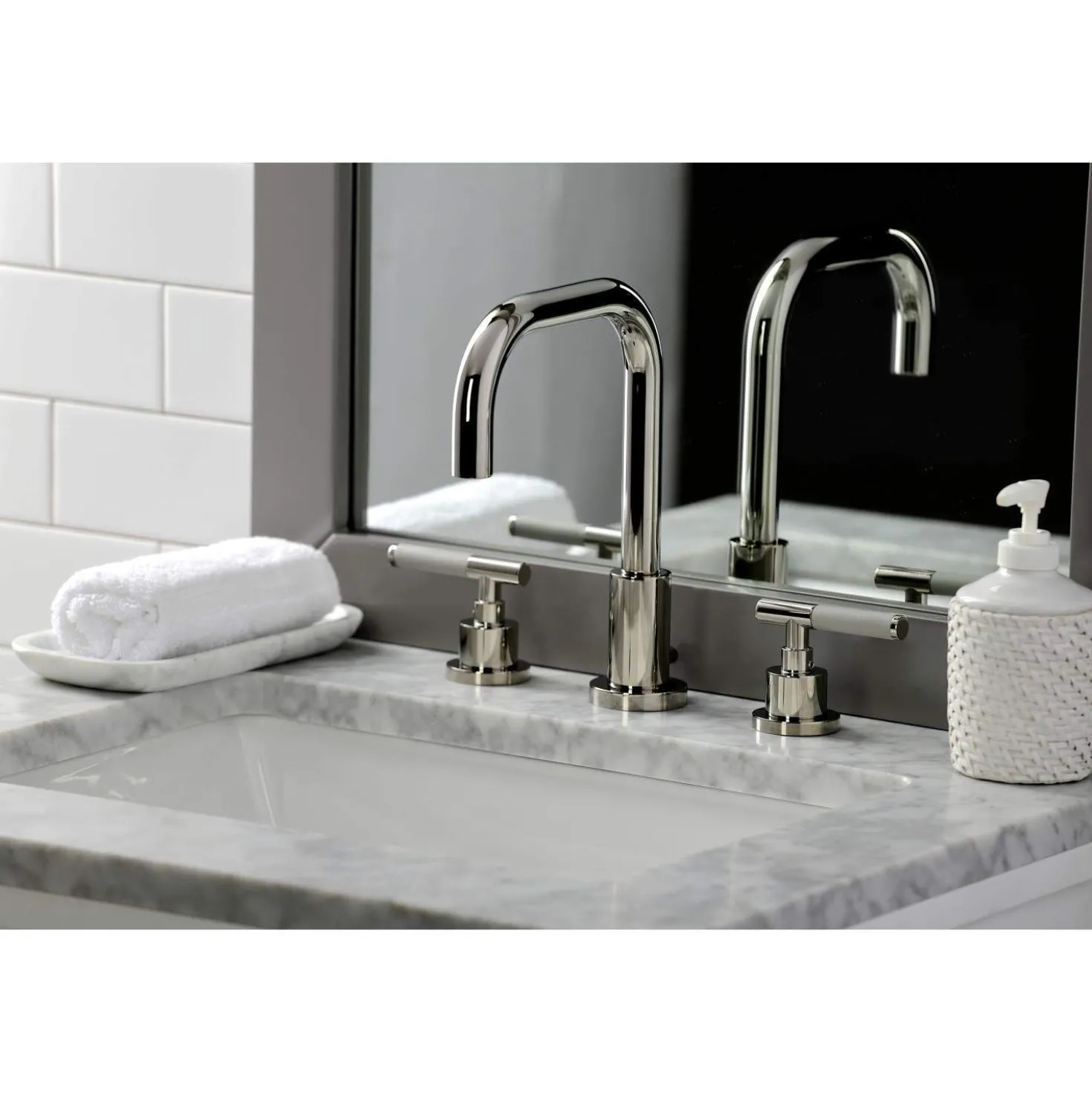 Kingston Brass Fauceture FSC893XCKL-P Kaiser Widespread Bathroom Faucet with Brass Pop-Up