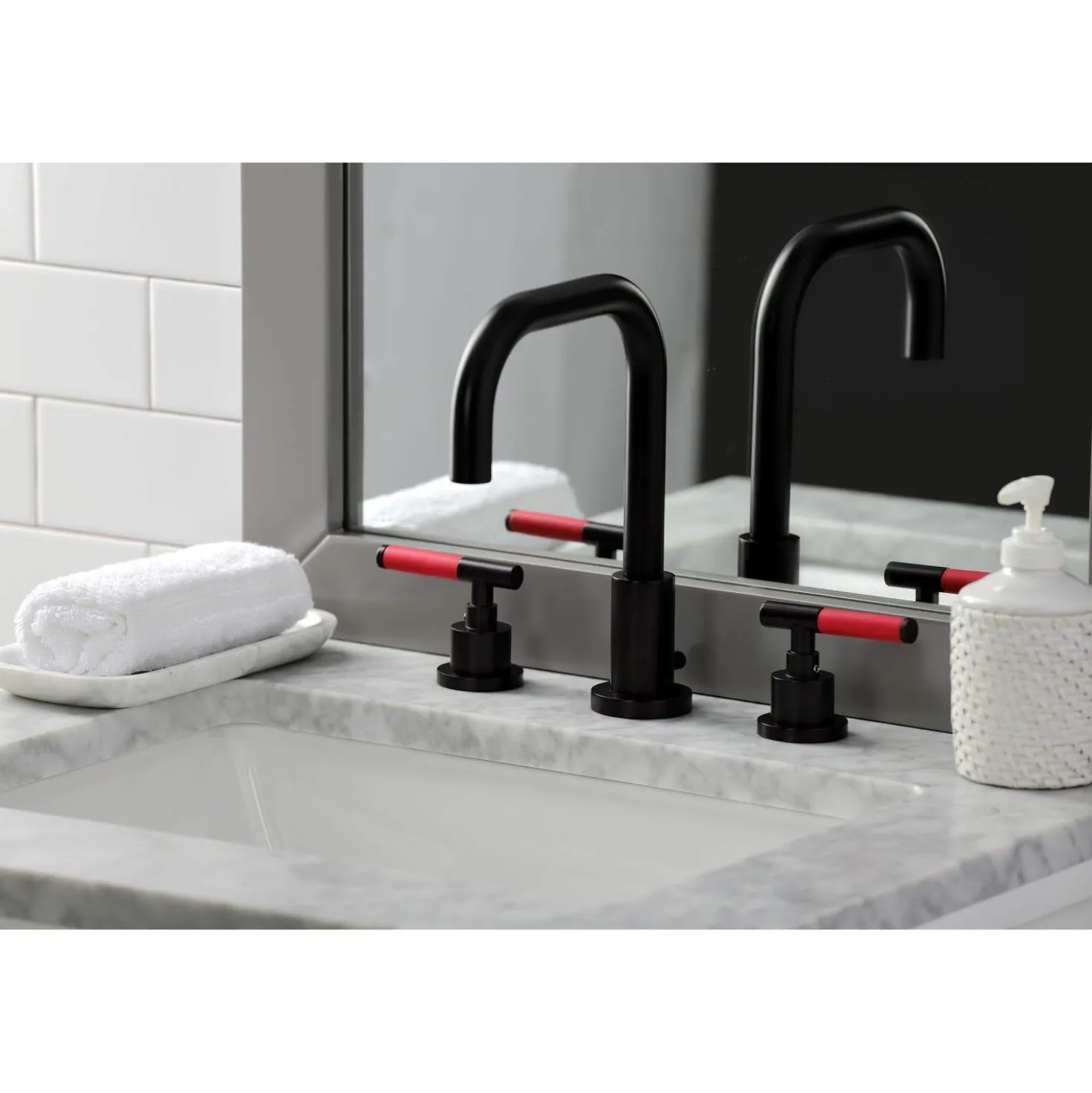Kingston Brass Fauceture FSC893XCKL-P Kaiser Widespread Bathroom Faucet with Brass Pop-Up