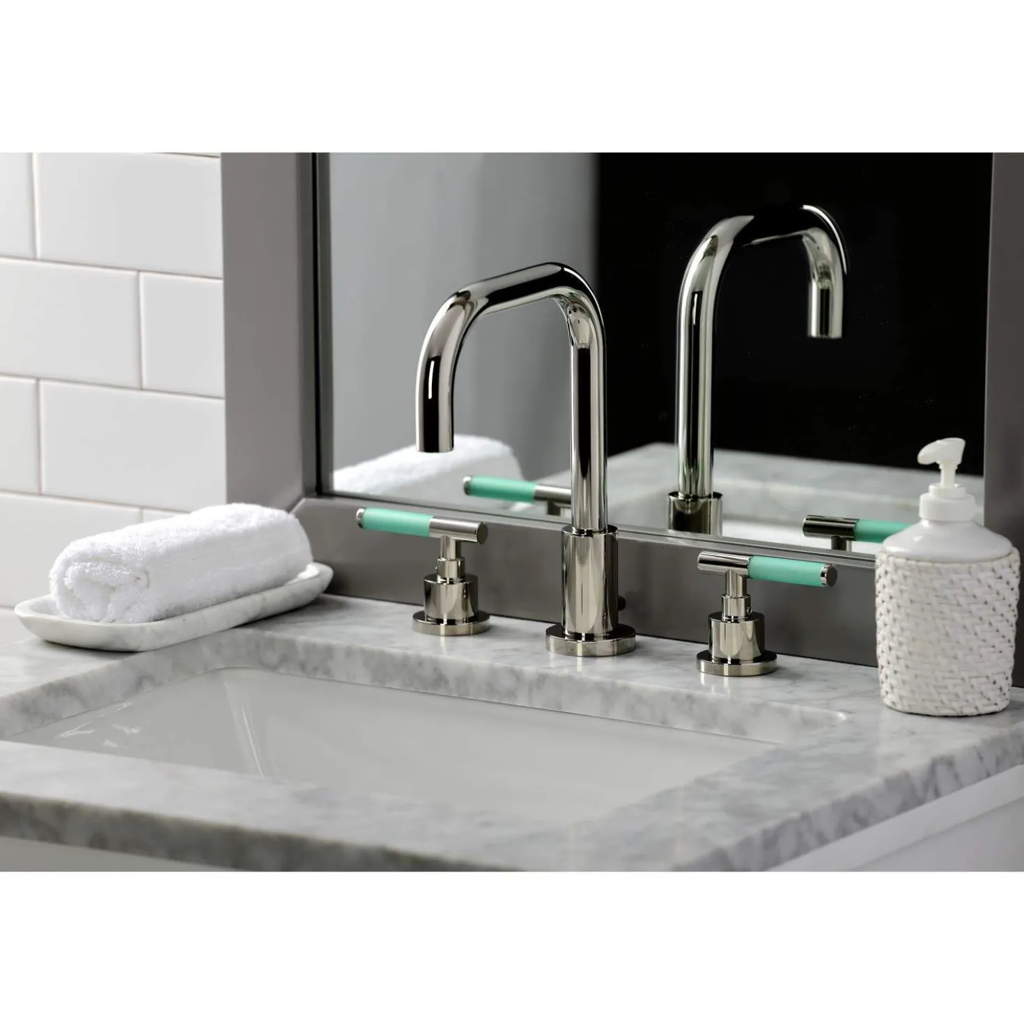 Kingston Brass Fauceture FSC893XCKL-P Kaiser Widespread Bathroom Faucet with Brass Pop-Up