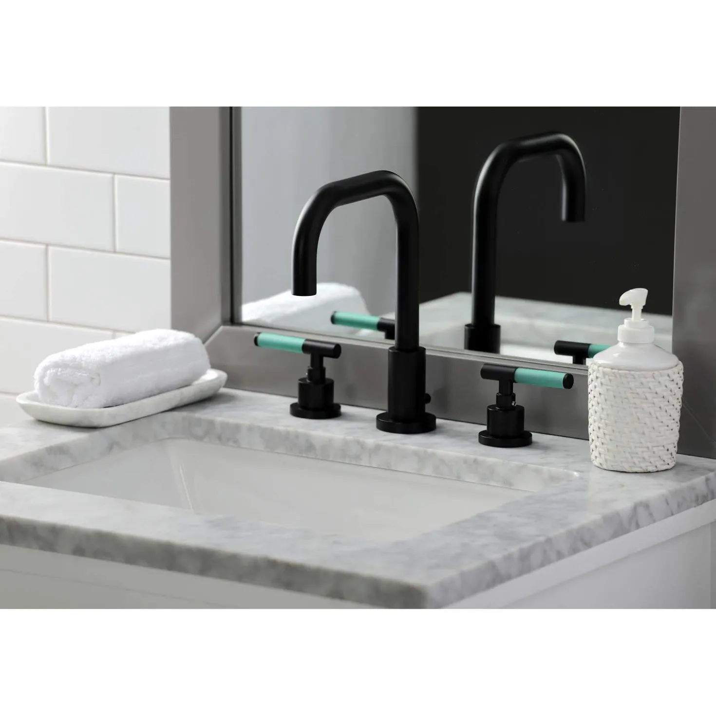 Kingston Brass Fauceture FSC893XCKL-P Kaiser Widespread Bathroom Faucet with Brass Pop-Up