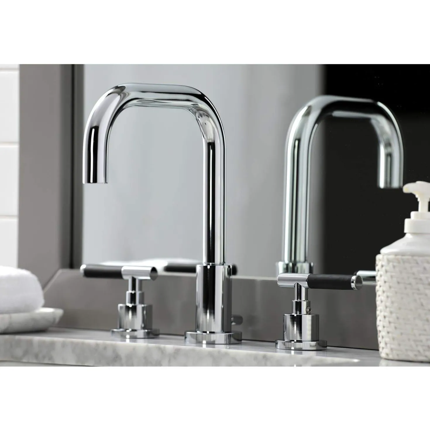 Kingston Brass Fauceture FSC893XCKL-P Kaiser Widespread Bathroom Faucet with Brass Pop-Up