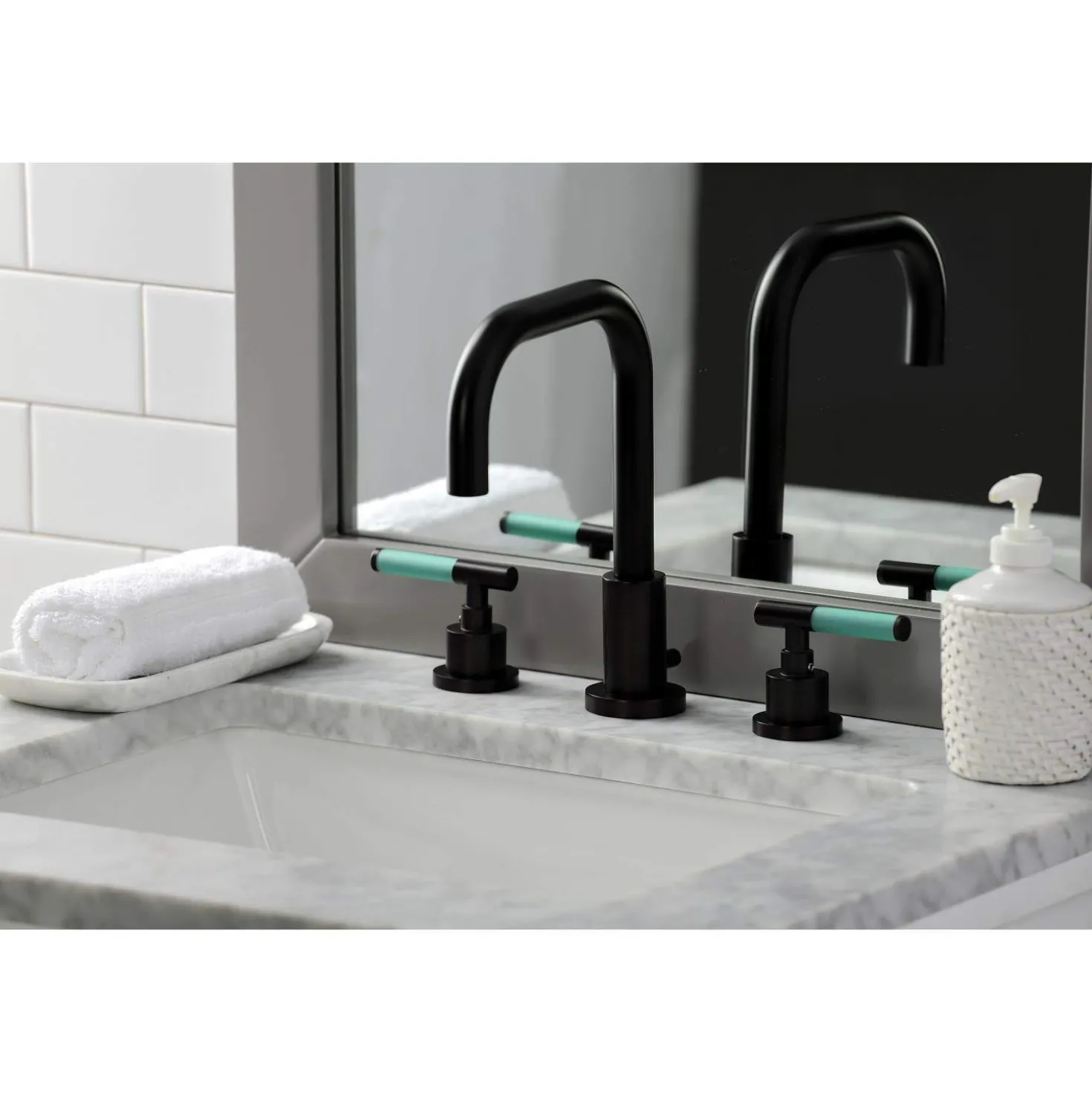 Kingston Brass Fauceture FSC893XCKL-P Kaiser Widespread Bathroom Faucet with Brass Pop-Up