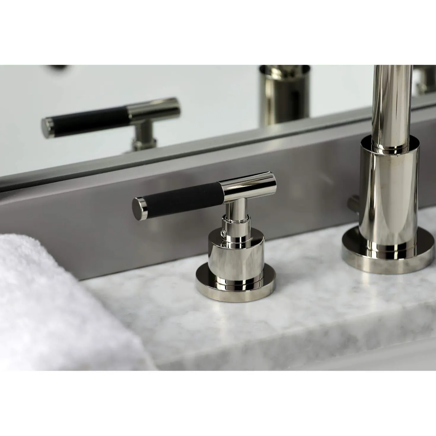 Kingston Brass Fauceture FSC893XCKL-P Kaiser Widespread Bathroom Faucet with Brass Pop-Up