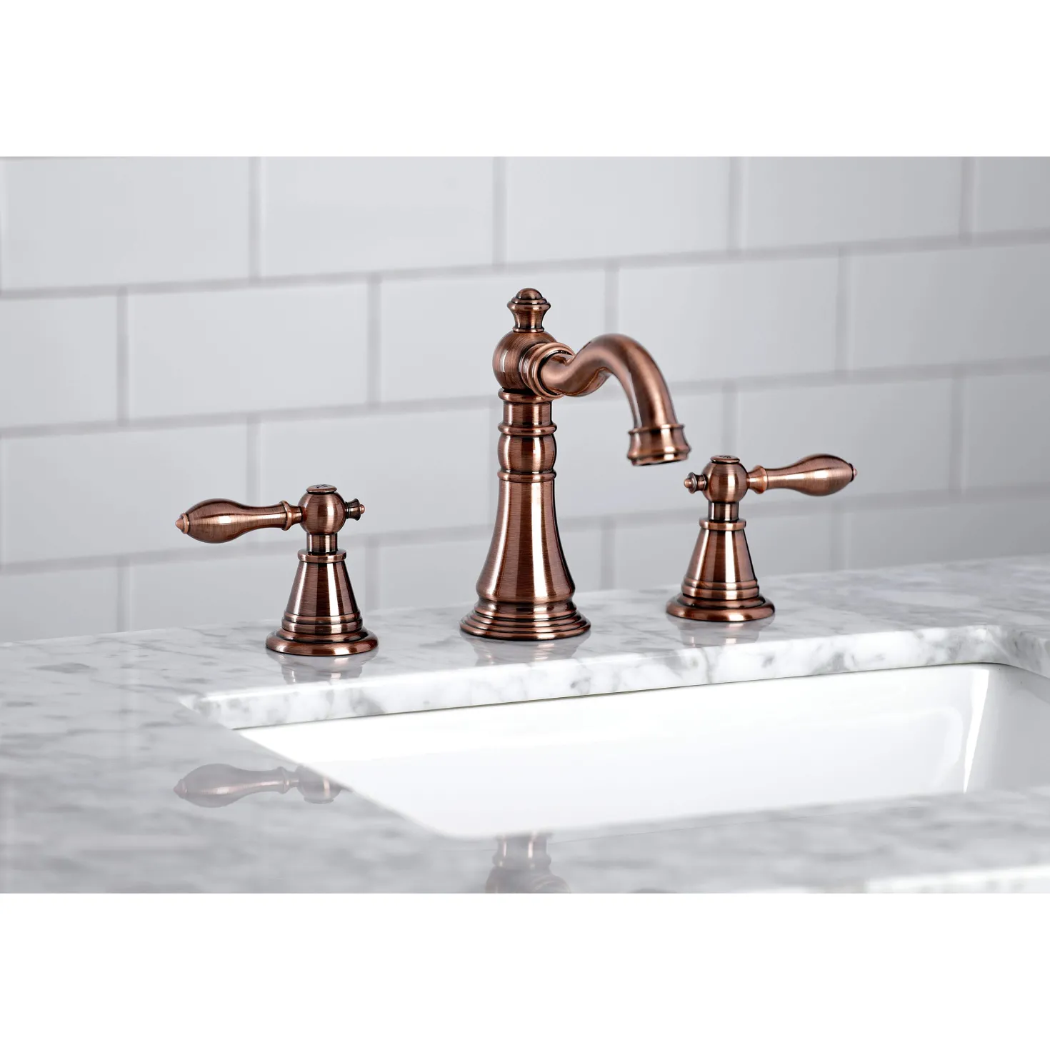 Kingston Brass Fauceture FSC197ALAC English Classic Widespread Bathroom Faucet, Antique Copper
