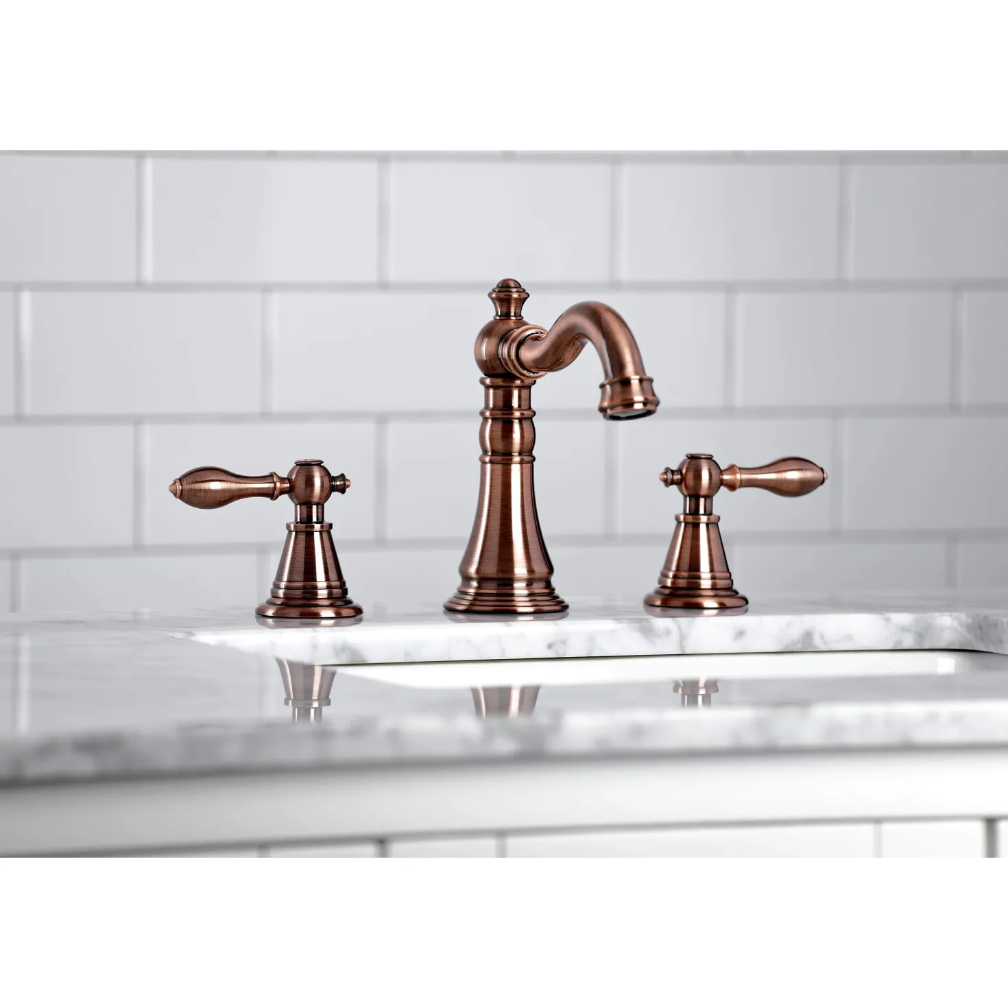 Kingston Brass Fauceture FSC197ALAC English Classic Widespread Bathroom Faucet, Antique Copper