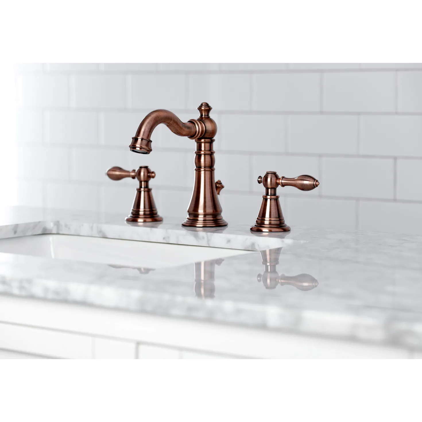 Kingston Brass Fauceture FSC197ALAC English Classic Widespread Bathroom Faucet, Antique Copper
