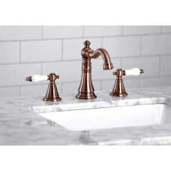 Kingston Brass Fauceture FSC197PLAC English Classic Widespread Bathroom Faucet, Antique Copper