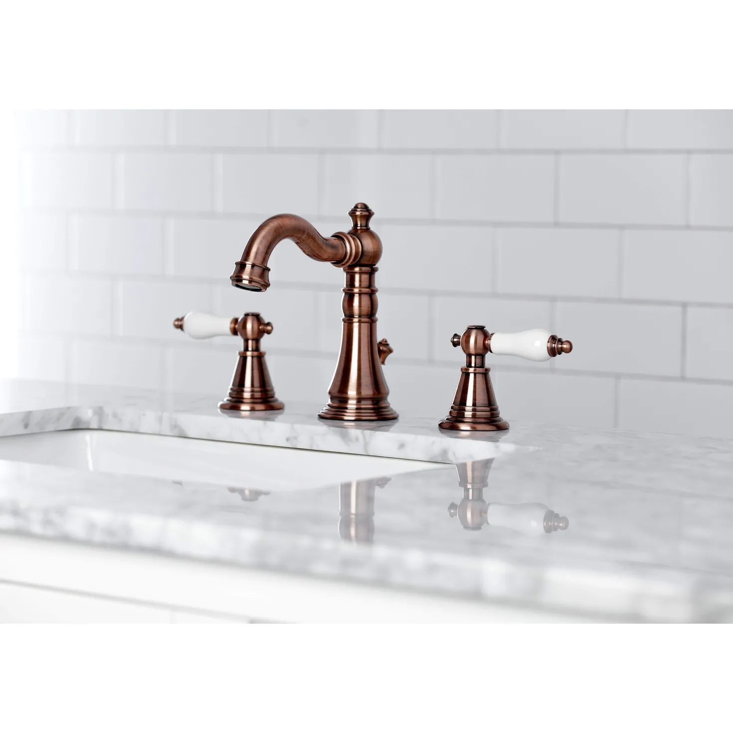 Kingston Brass Fauceture FSC197PLAC English Classic Widespread Bathroom Faucet, Antique Copper