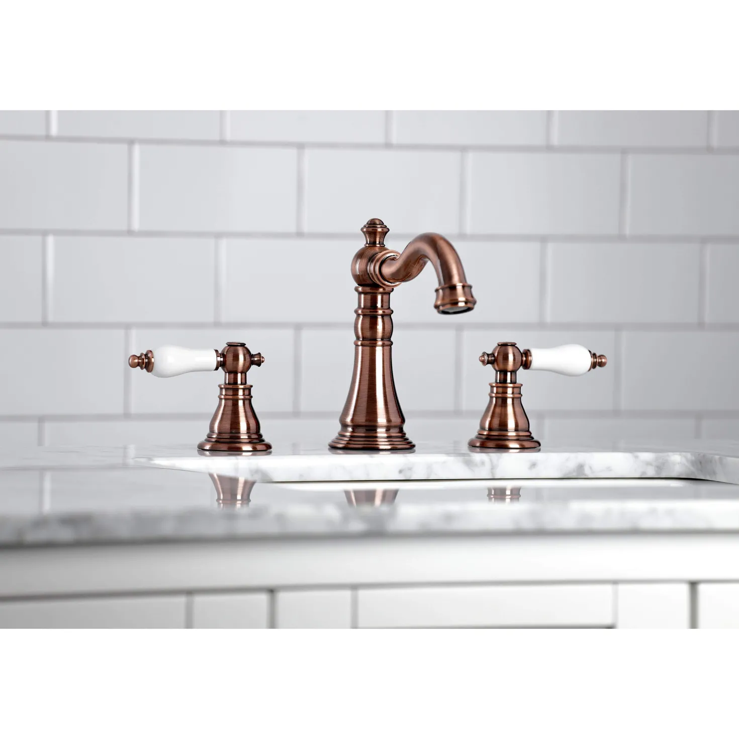 Kingston Brass Fauceture FSC197APLAC American Patriot Widespread Bathroom Faucet, Antique Copper