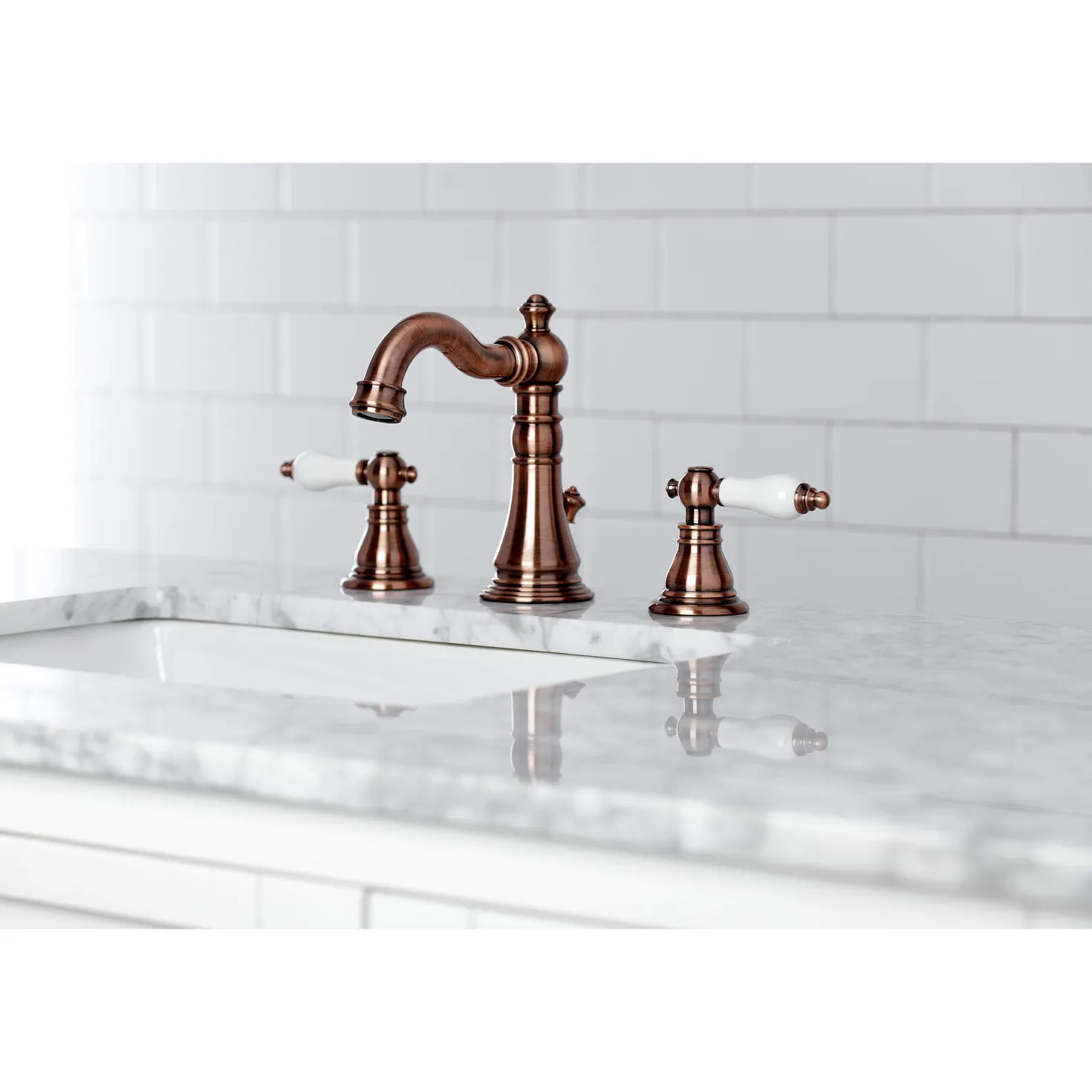 Kingston Brass Fauceture FSC197APLAC American Patriot Widespread Bathroom Faucet, Antique Copper