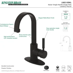Kingston Brass Fauceture Kaiser Single-Handle Bathroom Faucet with Drain