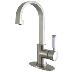 Kingston Brass Fauceture Paris Single-Handle Bathroom Faucet with Deck Plate and Drain