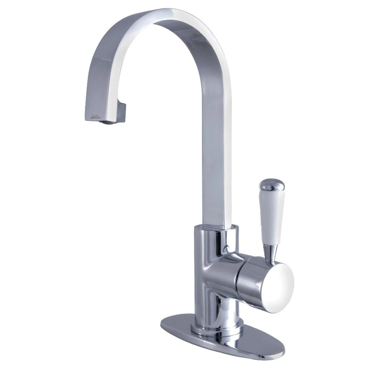 Kingston Brass Fauceture Paris Single-Handle Bathroom Faucet with Deck Plate and Drain