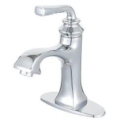 Kingston Brass Fauceture Restoration Single-Handle Bathroom Faucet with Push-Up Drain and Deck Plate