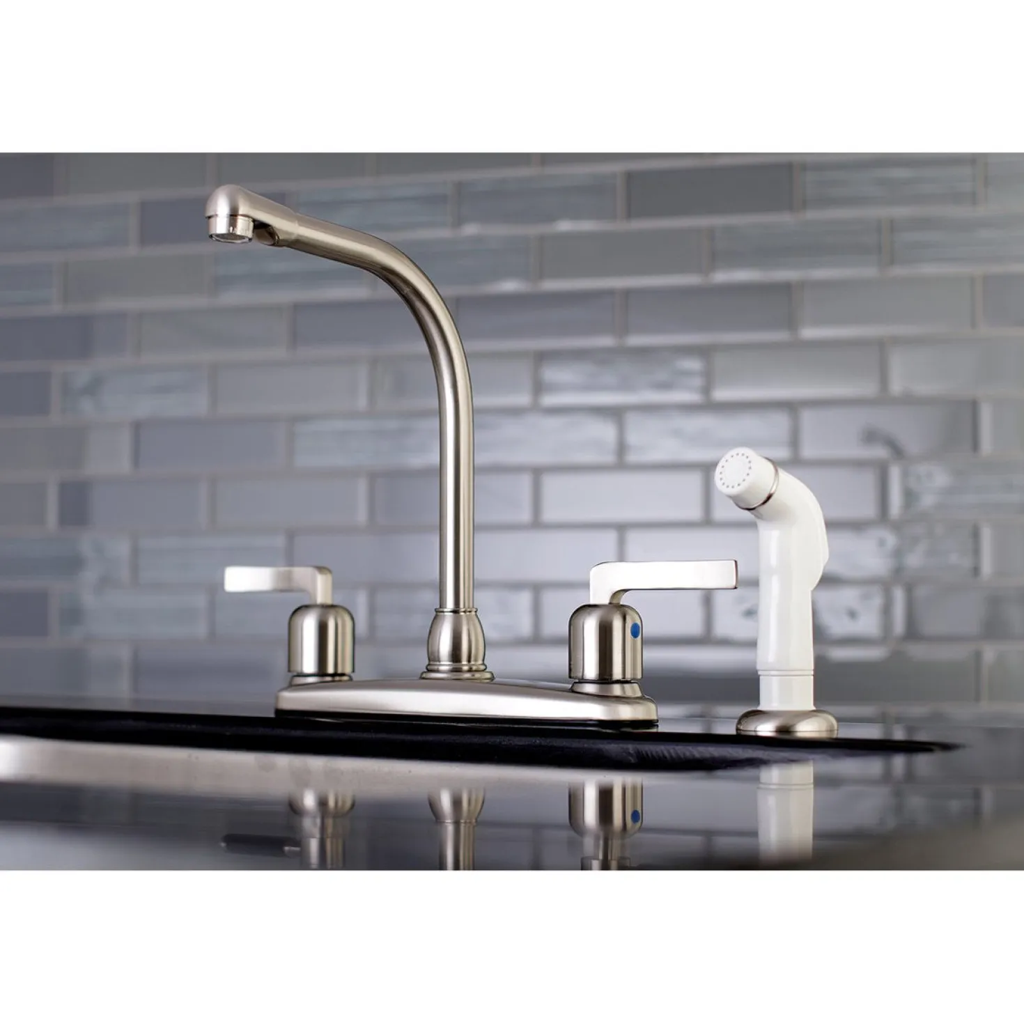 Kingston Brass FB718EFL Centerset Kitchen Faucet in Brushed Nickel
