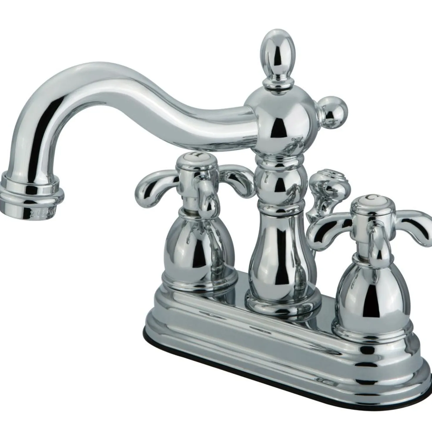 Kingston Brass French Country Two Handle 4" Centerset Lavatory Faucet with Brass Pop-up