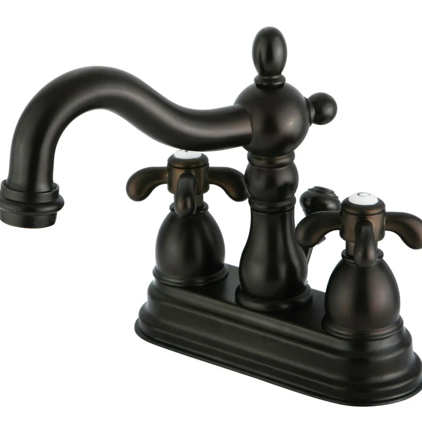 Kingston Brass French Country Two Handle 4" Centerset Lavatory Faucet with Brass Pop-up