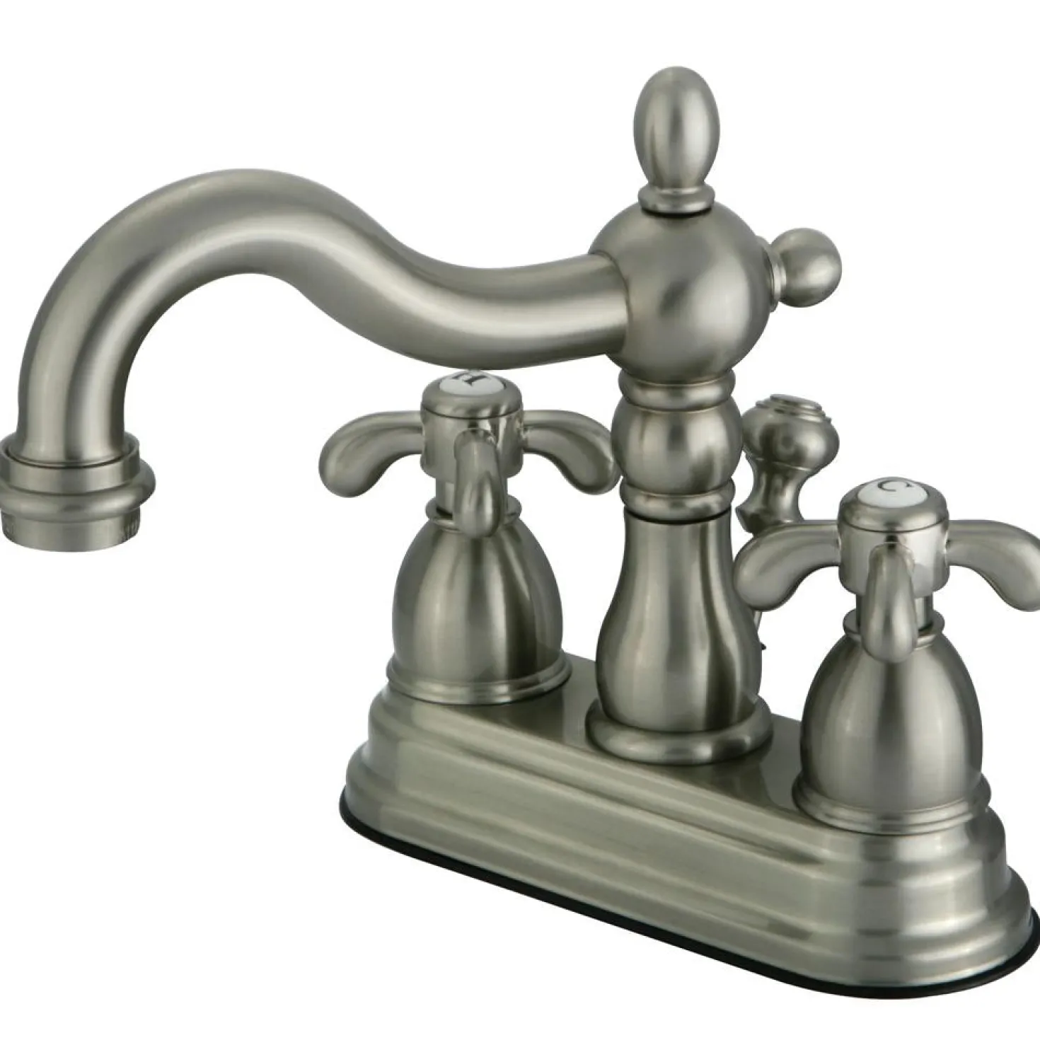 Kingston Brass French Country Two Handle 4" Centerset Lavatory Faucet with Brass Pop-up