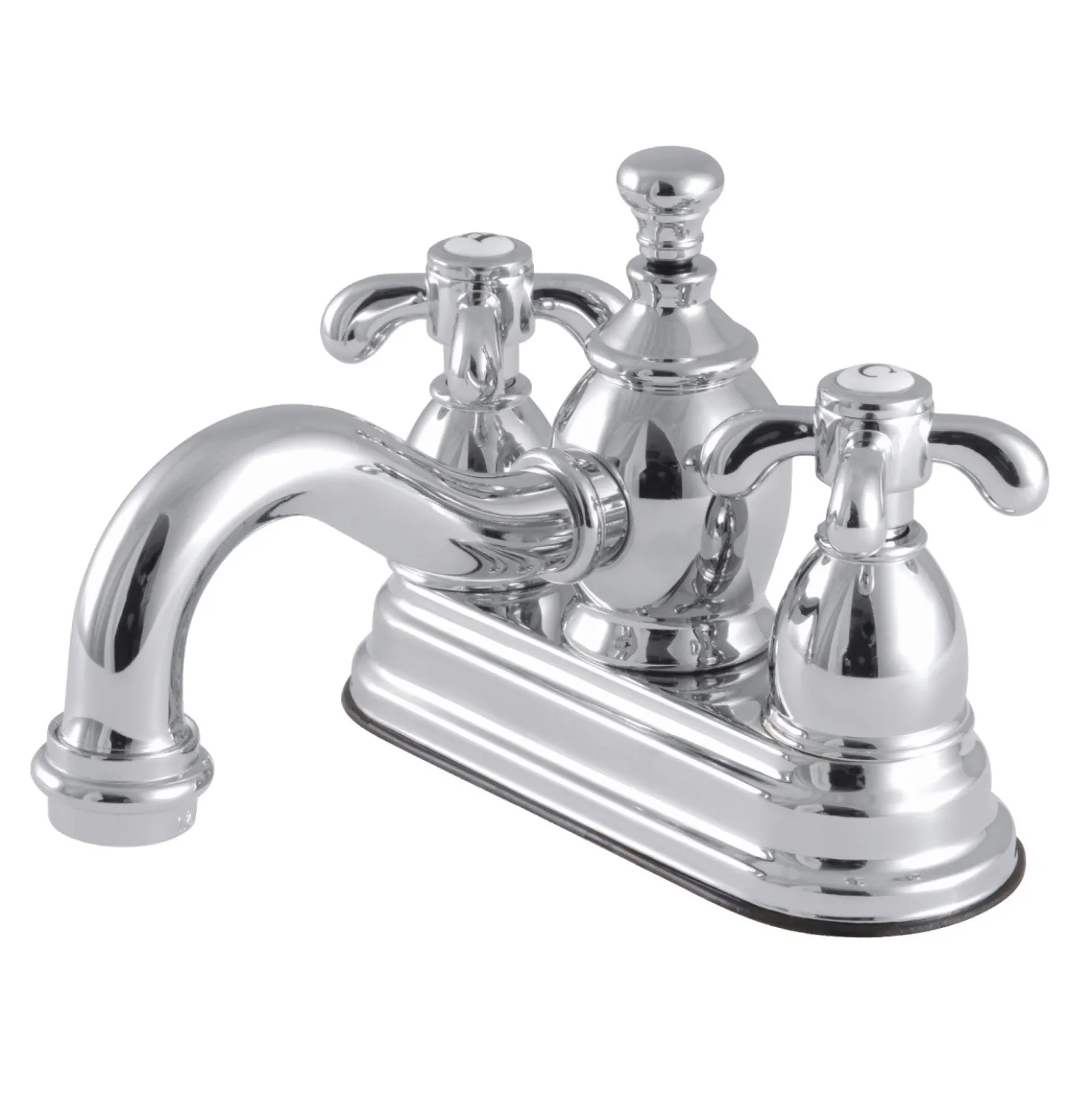 Kingston Brass French Country 4" Centerset Lavatory Faucet with Heritage Spout and Metal Cross Handle