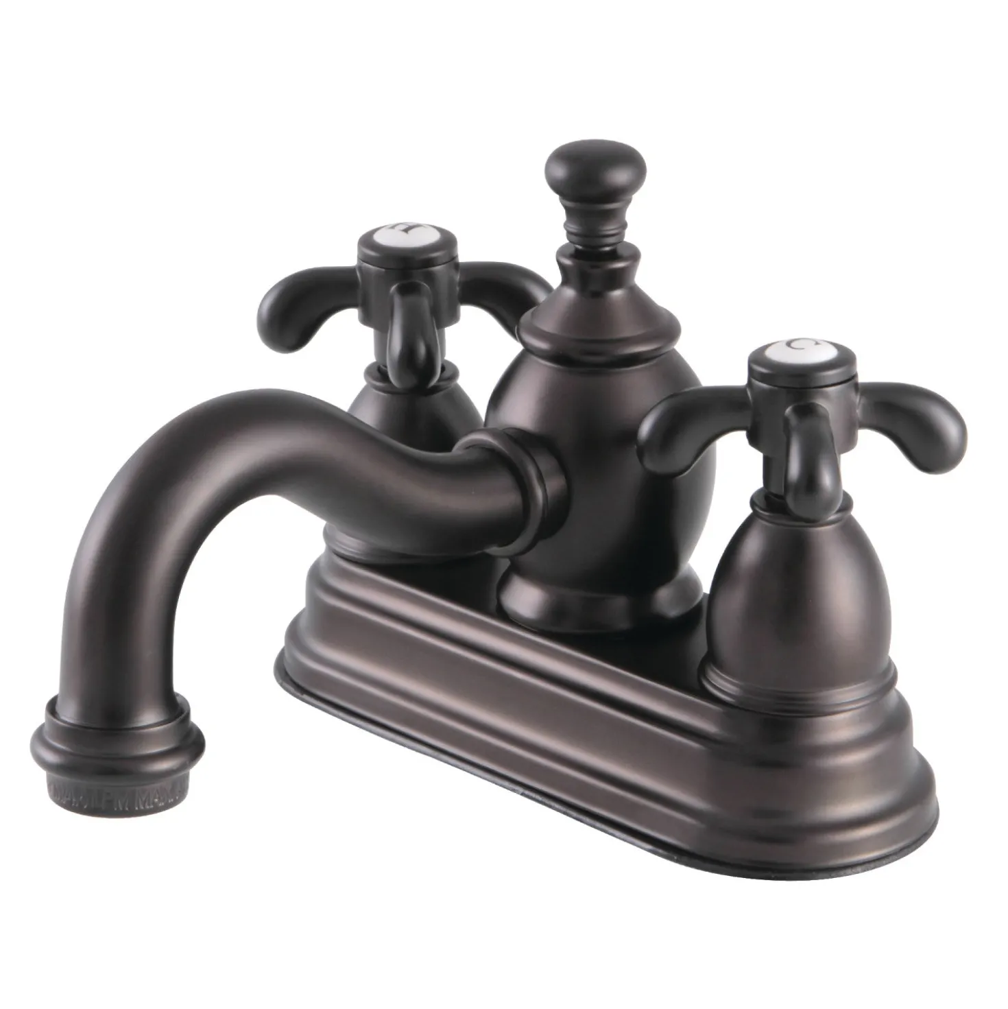 Kingston Brass French Country 4" Centerset Lavatory Faucet with Heritage Spout and Metal Cross Handle