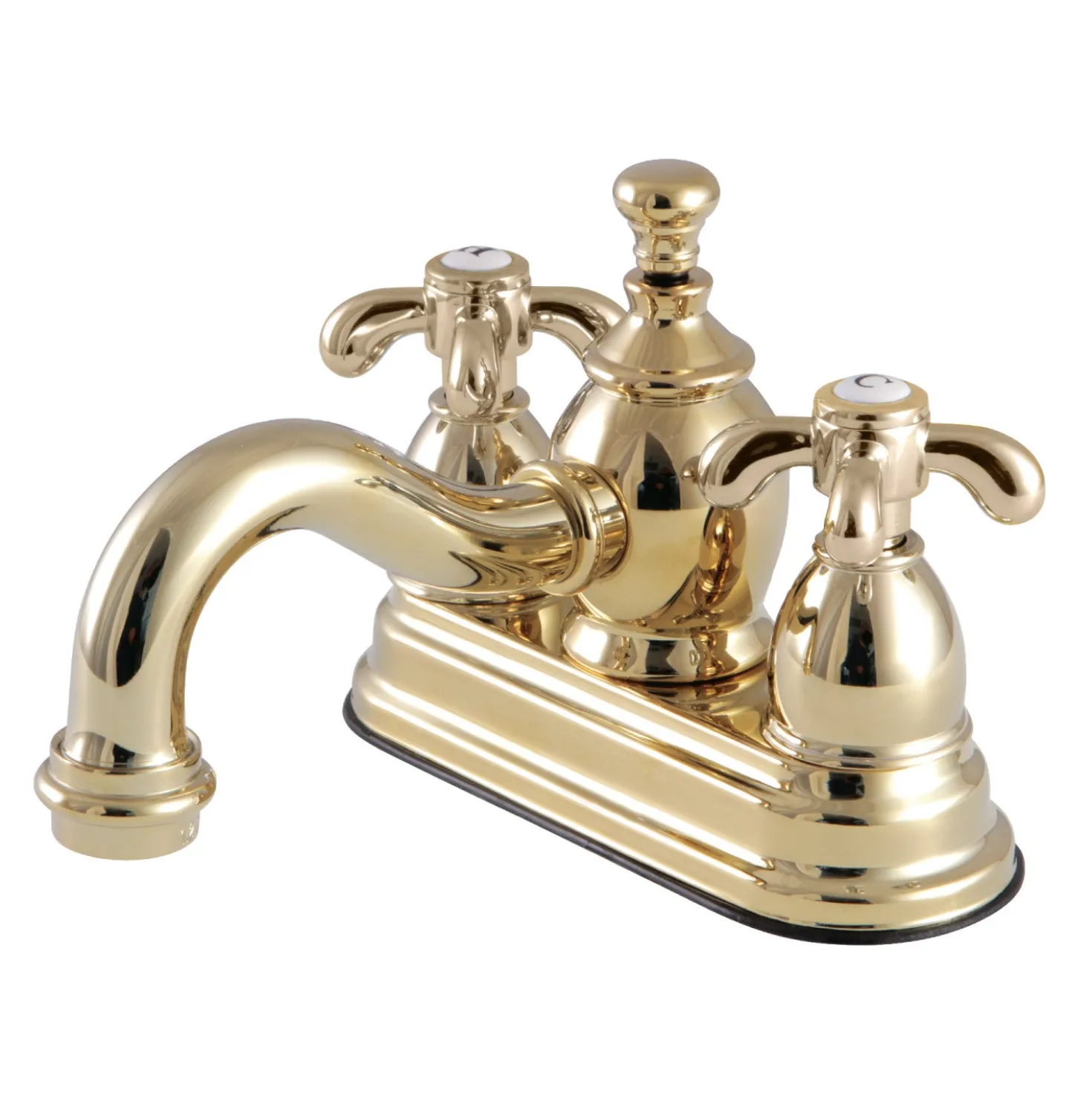 Kingston Brass French Country 4" Centerset Lavatory Faucet with Heritage Spout and Metal Cross Handle