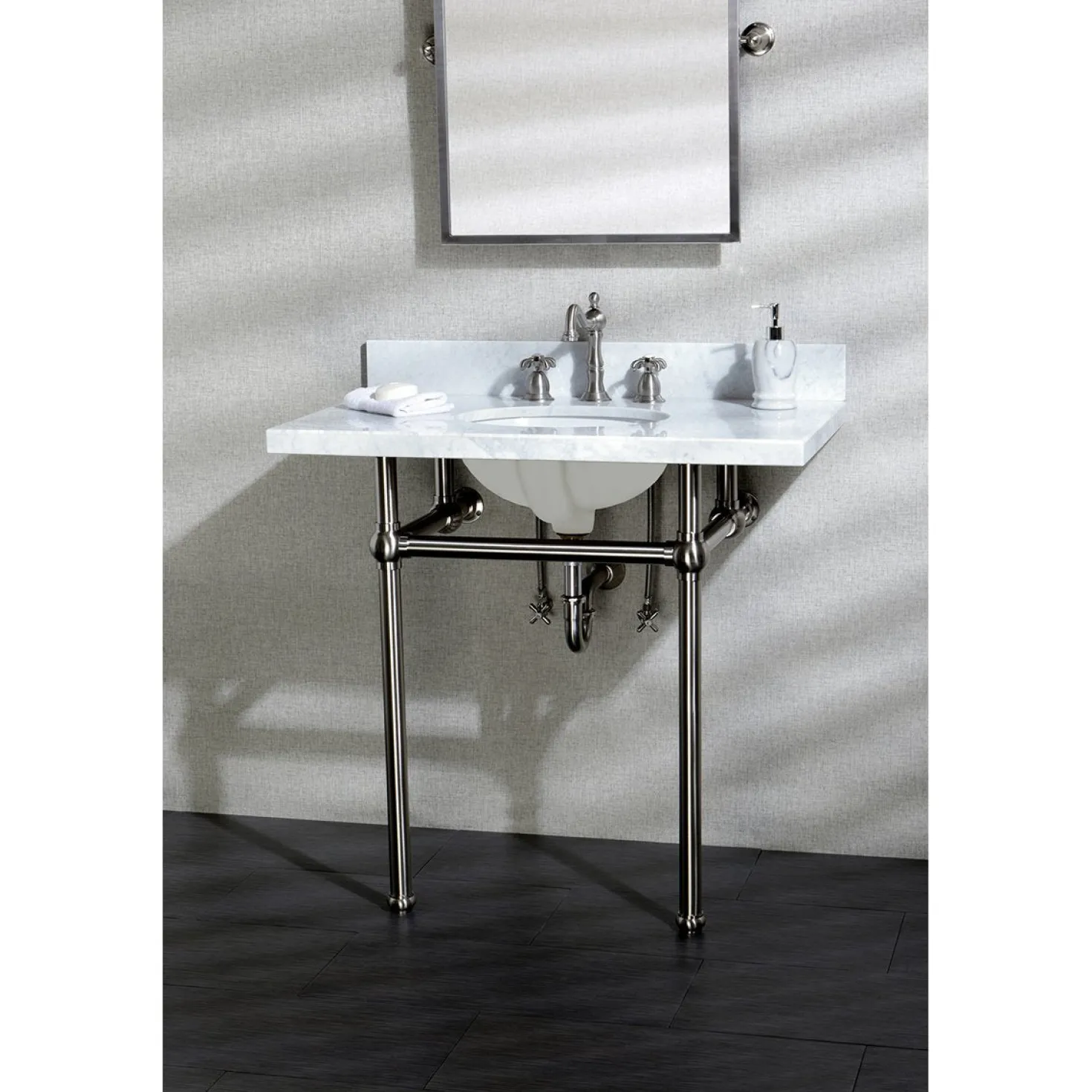 Kingston Brass French Country 3-Hole 8-Inch Widespread Bathroom Faucet