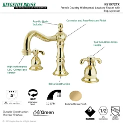 Kingston Brass French Country 3-Hole 8-Inch Widespread Bathroom Faucet