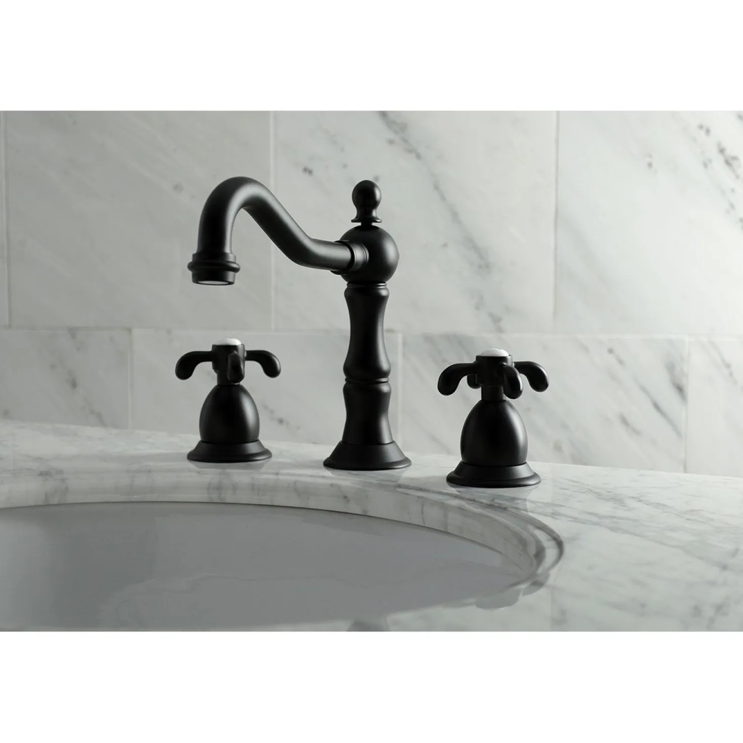 Kingston Brass French Country 3-Hole 8-Inch Widespread Bathroom Faucet
