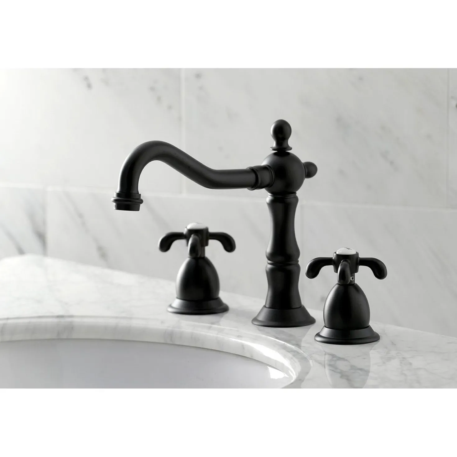 Kingston Brass French Country 3-Hole 8-Inch Widespread Bathroom Faucet