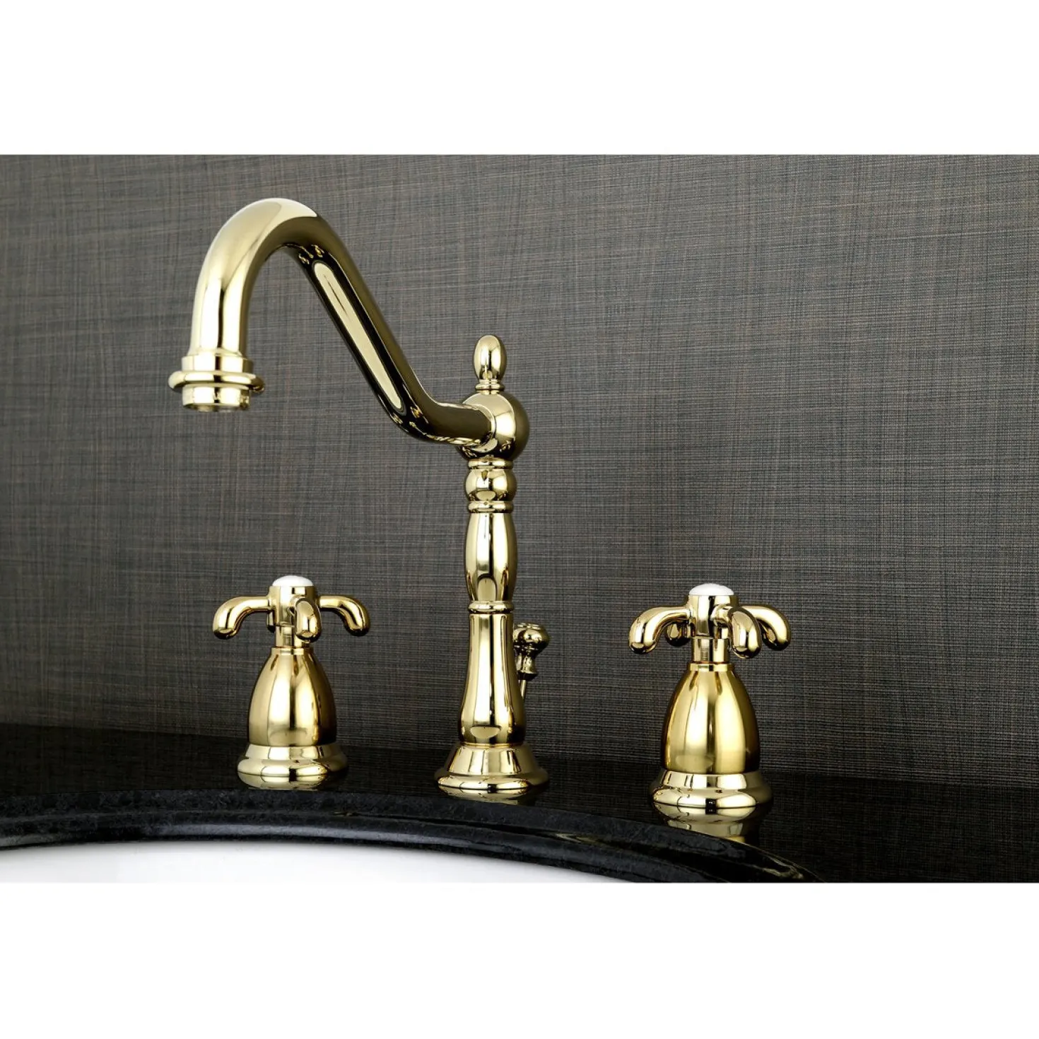 Kingston Brass French Country Deck Mount 8-Inch Widespread Bathroom Faucet