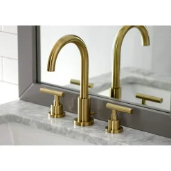 Kingston Brass FSC892XCML-P Manhattan Widespread Bathroom Faucet with Brass Pop-Up