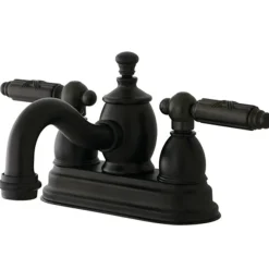 Kingston Brass Georgian 4" Centerset Lavatory Faucet with Metal Lever Handle and Heritage Spout