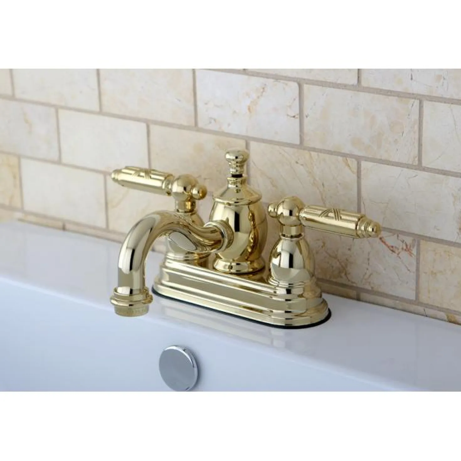 Kingston Brass Georgian 4" Centerset Lavatory Faucet with Metal Lever Handle and Heritage Spout