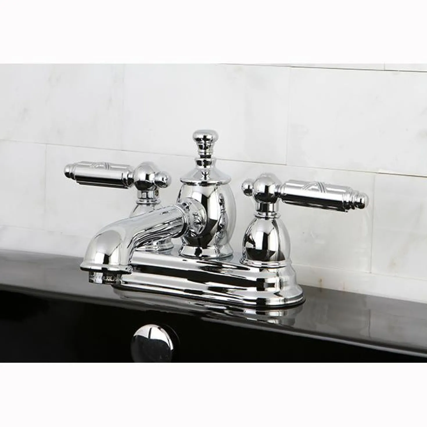 Kingston Brass Georgian 4" Centerset Lavatory Faucet with Heritage Spout and Metal Lever Handle
