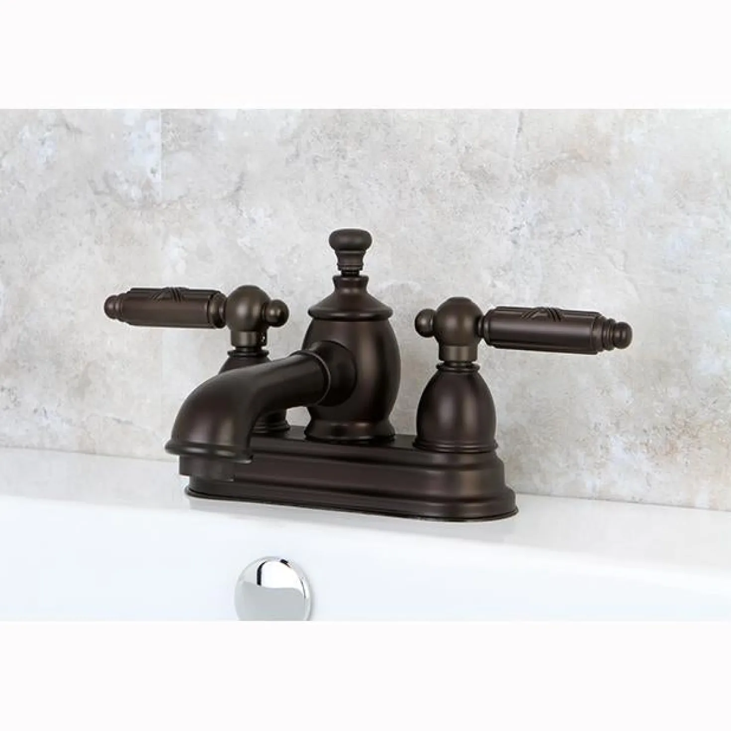 Kingston Brass Georgian 4" Centerset Lavatory Faucet with Heritage Spout and Metal Lever Handle