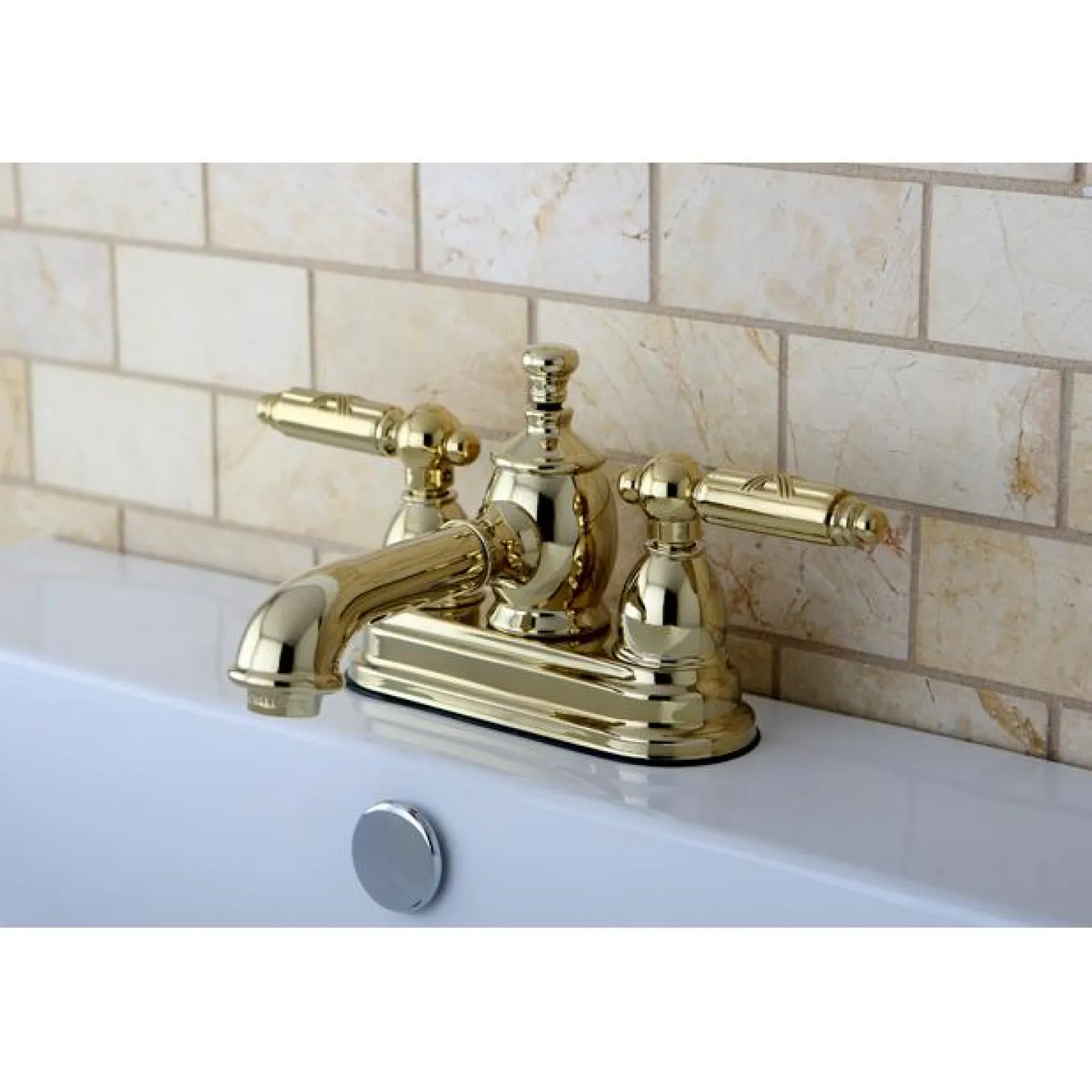 Kingston Brass Georgian 4" Centerset Lavatory Faucet with Heritage Spout and Metal Lever Handle