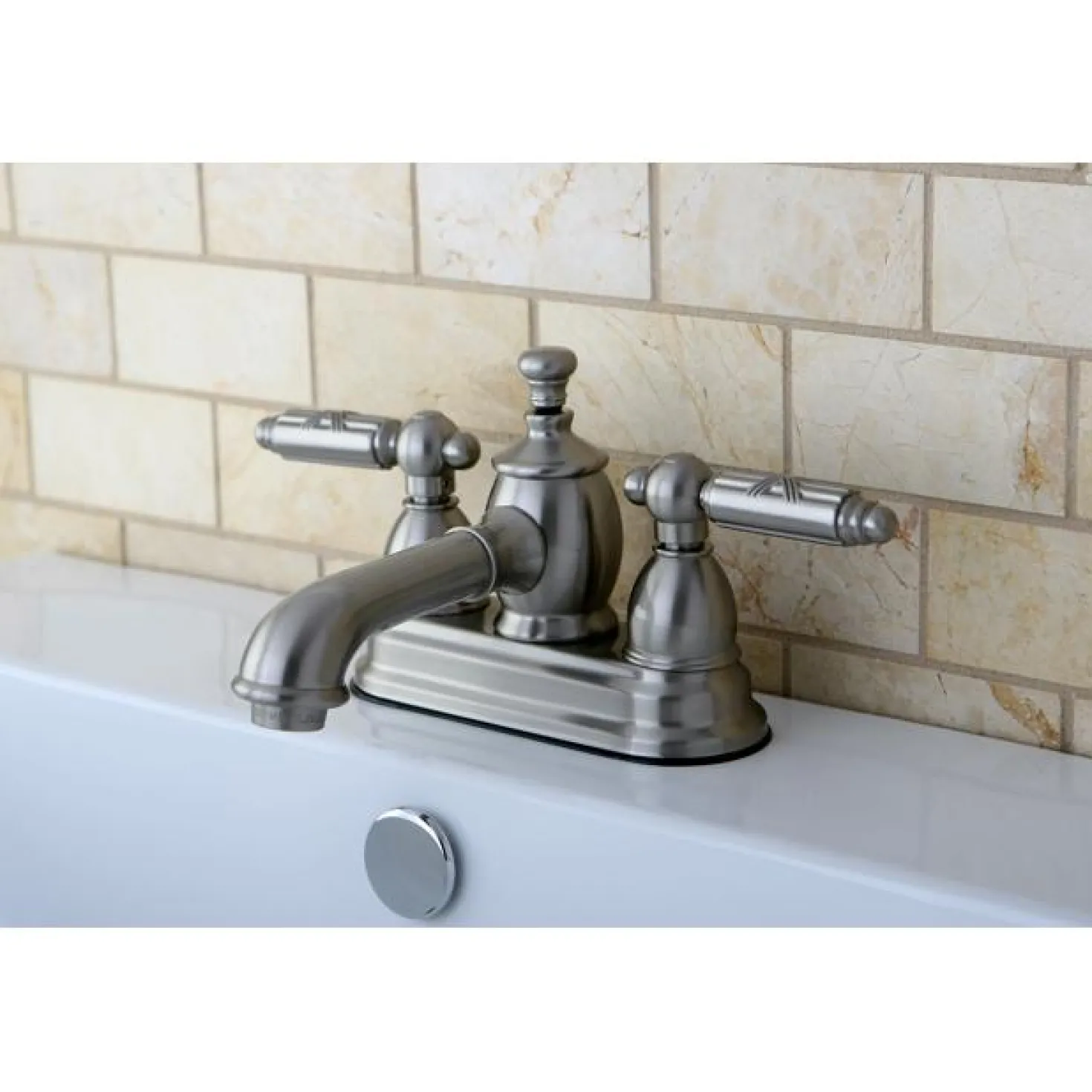 Kingston Brass Georgian 4" Centerset Lavatory Faucet with Heritage Spout and Metal Lever Handle