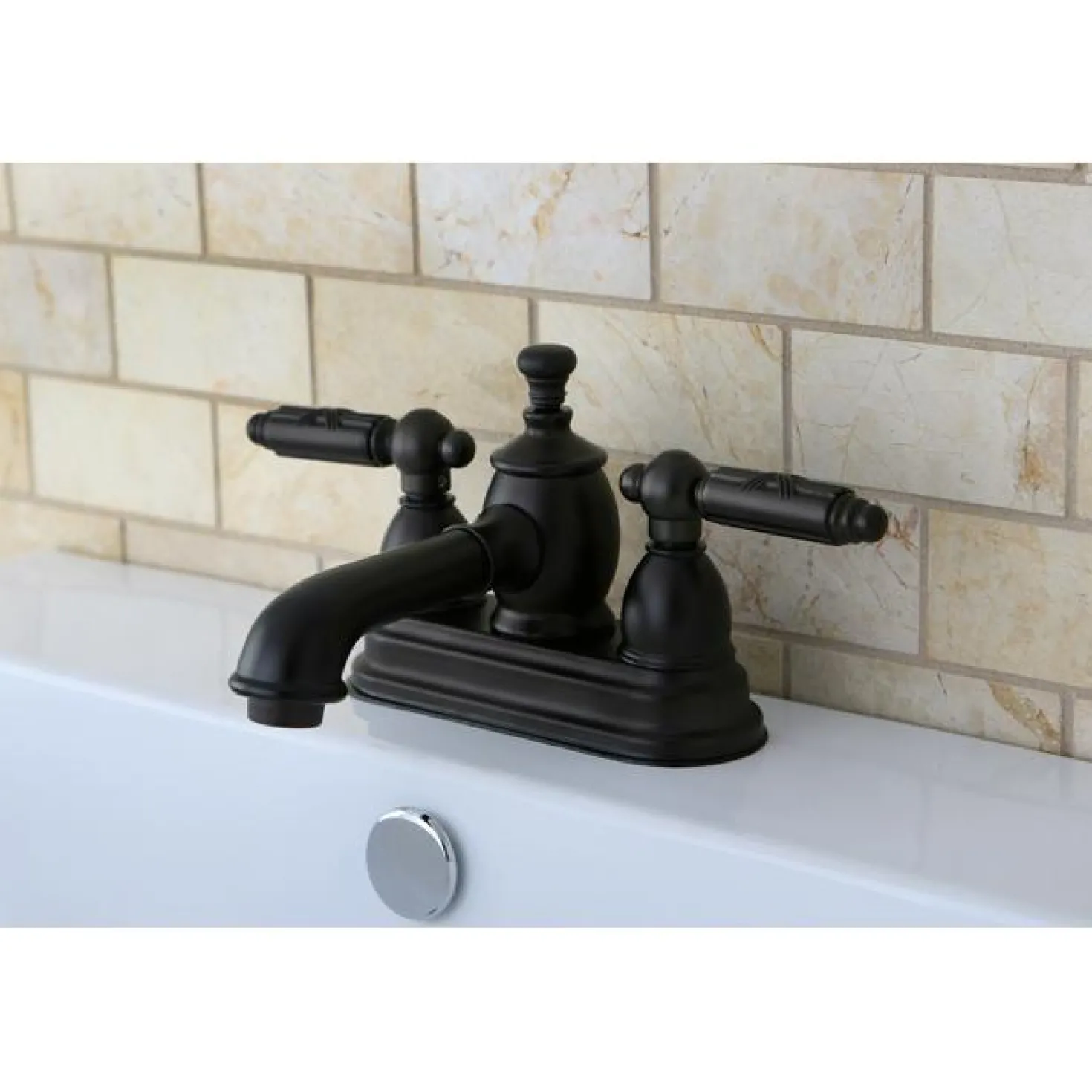 Kingston Brass Georgian 4" Centerset Lavatory Faucet with Heritage Spout and Metal Lever Handle