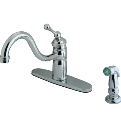Kingston Brass Georgian Mono Deck Mount Kitchen Faucet with Sprayer