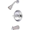 Kingston Brass GKB3631AX Water Saving Restoration Tub and Shower Faucet in Chrome with Cross Handles