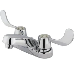 Kingston Brass GKB181G Water Saving Vista Centerset Lavatory Faucet with Blade Handles and Brass Grid Drain in Chrome
